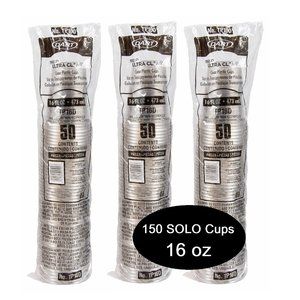 NEW 150 Solo Ultra Clear 16 Oz Plastic Cold Cup Cups TP16D Party Supplies grad